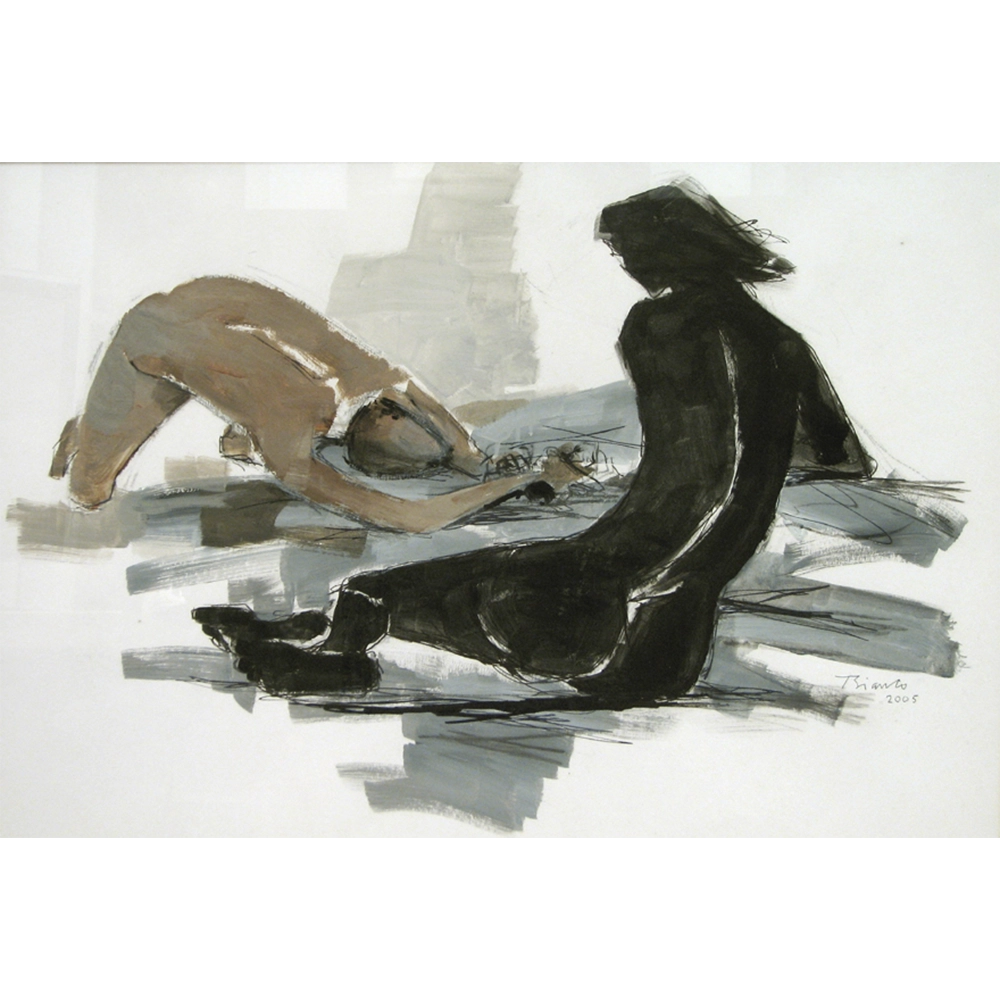 Enrico Bianco - Figuras femininas. Técnica mista sobre cartão, 50x73 cm, 2005