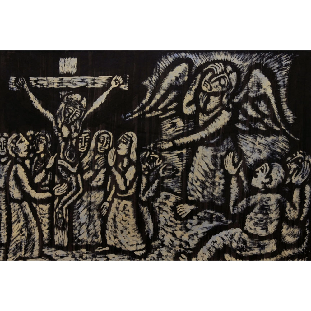 Raimundo de Oliveira - Crucificação. Técnica mista sobre papel, 43x63 cm