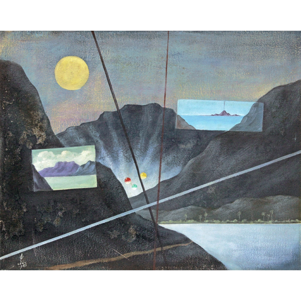 Walter Lewy - Paisagem surreal. Óleo sobre tela, 40x50 cm, 1985