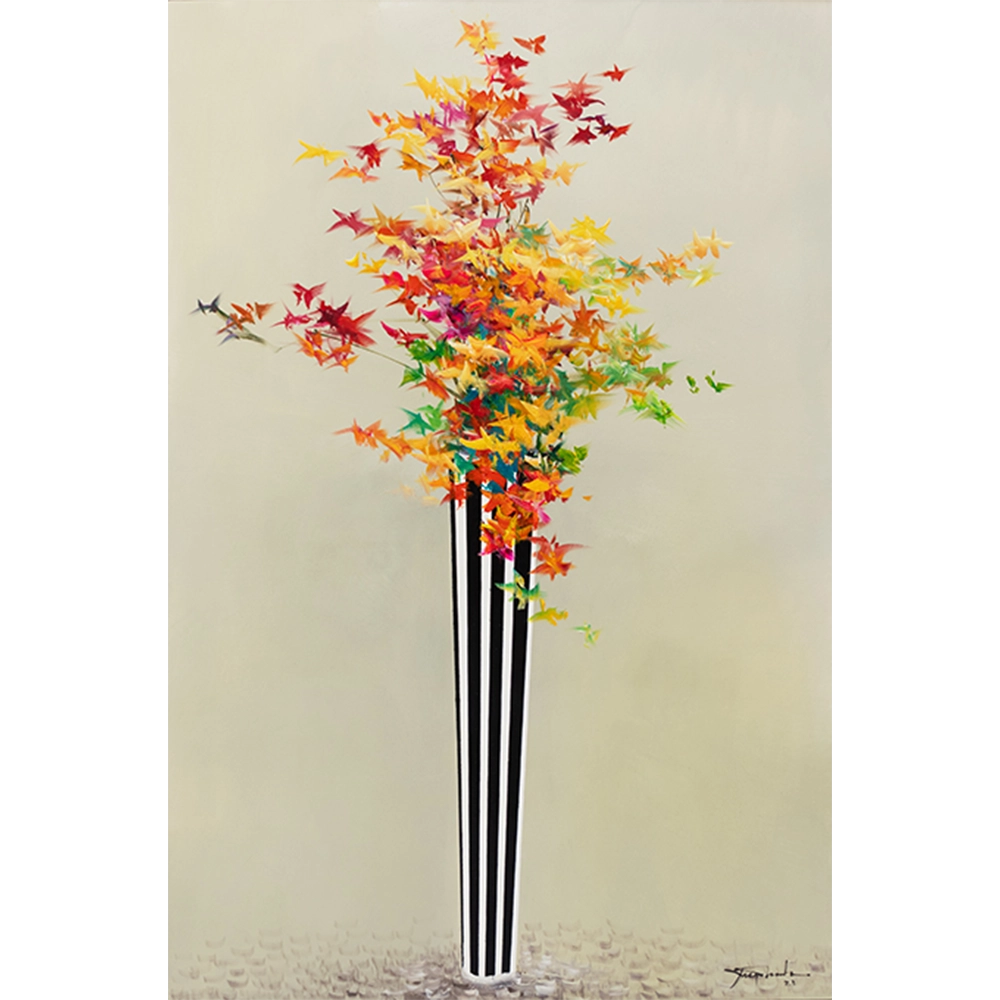 Yugo Mabe - Flores de outono. Acrílica sobre tela, 120x80 cm, 2023