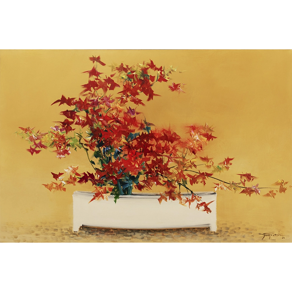 Yugo Mabe - Vaso de flores. Acrílica sobre tela, 120x80 cm, 2023