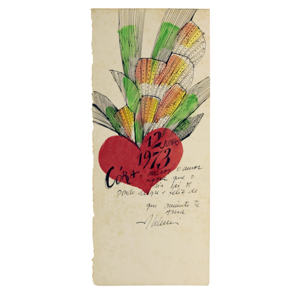 Aldemir Martins - Cartão para Cora. Nanquim, aquarela e bico de pena sobre papel, 33x14 cm, 1973
