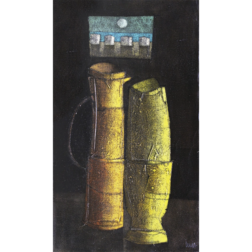 Inos Corradin - Jarros ao luar. Óleo sobre tela, 100x59 cm, década de 1970