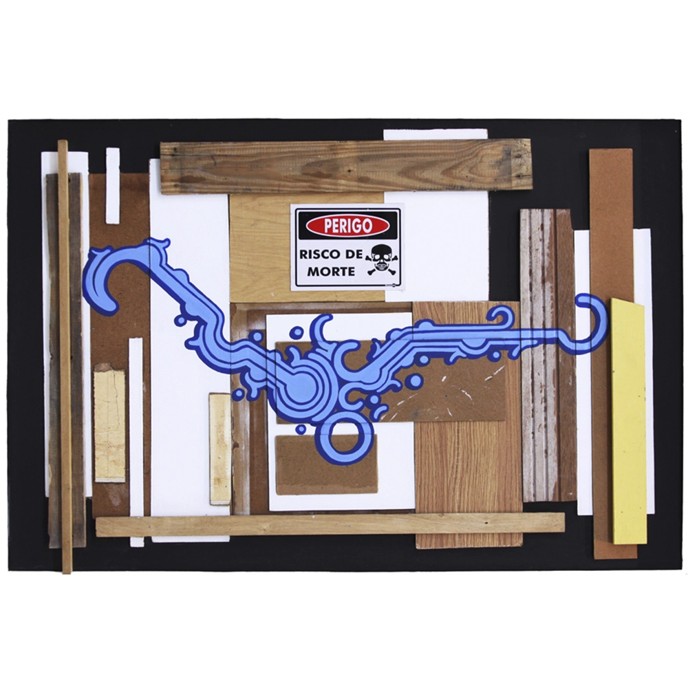 Zezão - Variações #2. Acrílica sobre colagem de madeira, 86x126 cm, 2010