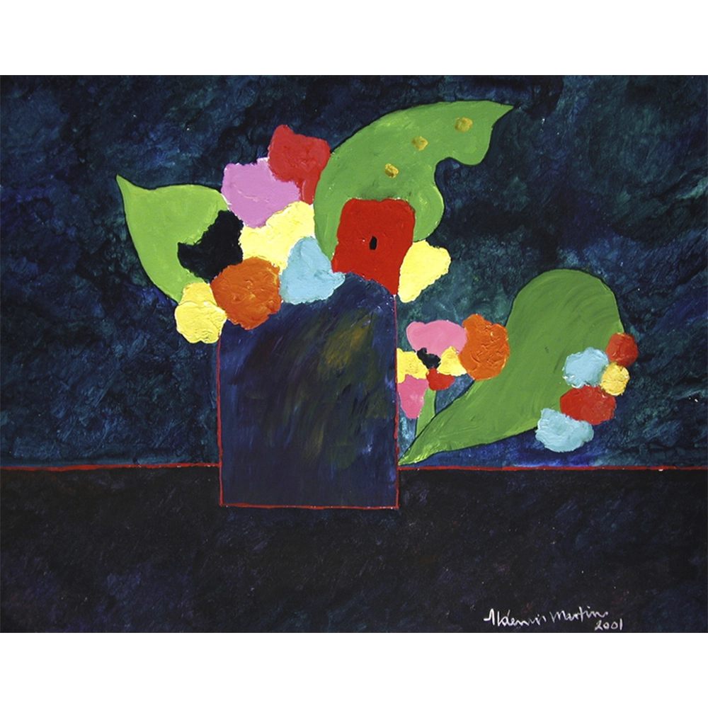 Aldemir Martins - Vaso com flores. Acrílica sobre tela, 80x100 cm, 2001