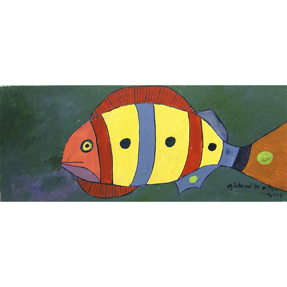 Aldemir Martins - Peixe colorido. Acrílica sobre tela, 35x85 cm, 2001