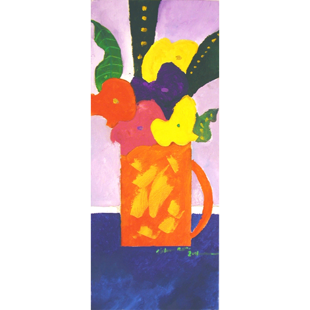 Aldemir Martins - Jarro com flores. Acrílica sobre tela, 85x35 cm