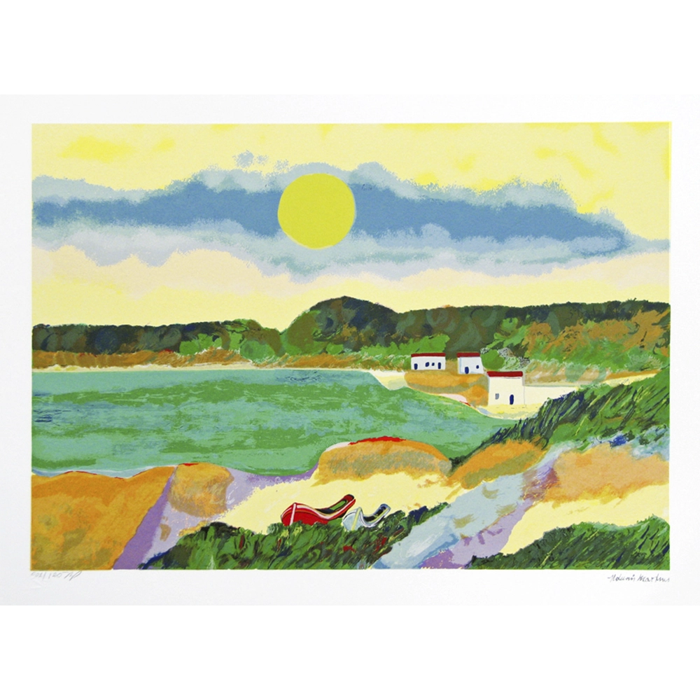 Aldemir Martins - Marinha com casas x/120. Serigrafia, 50x70 cm.