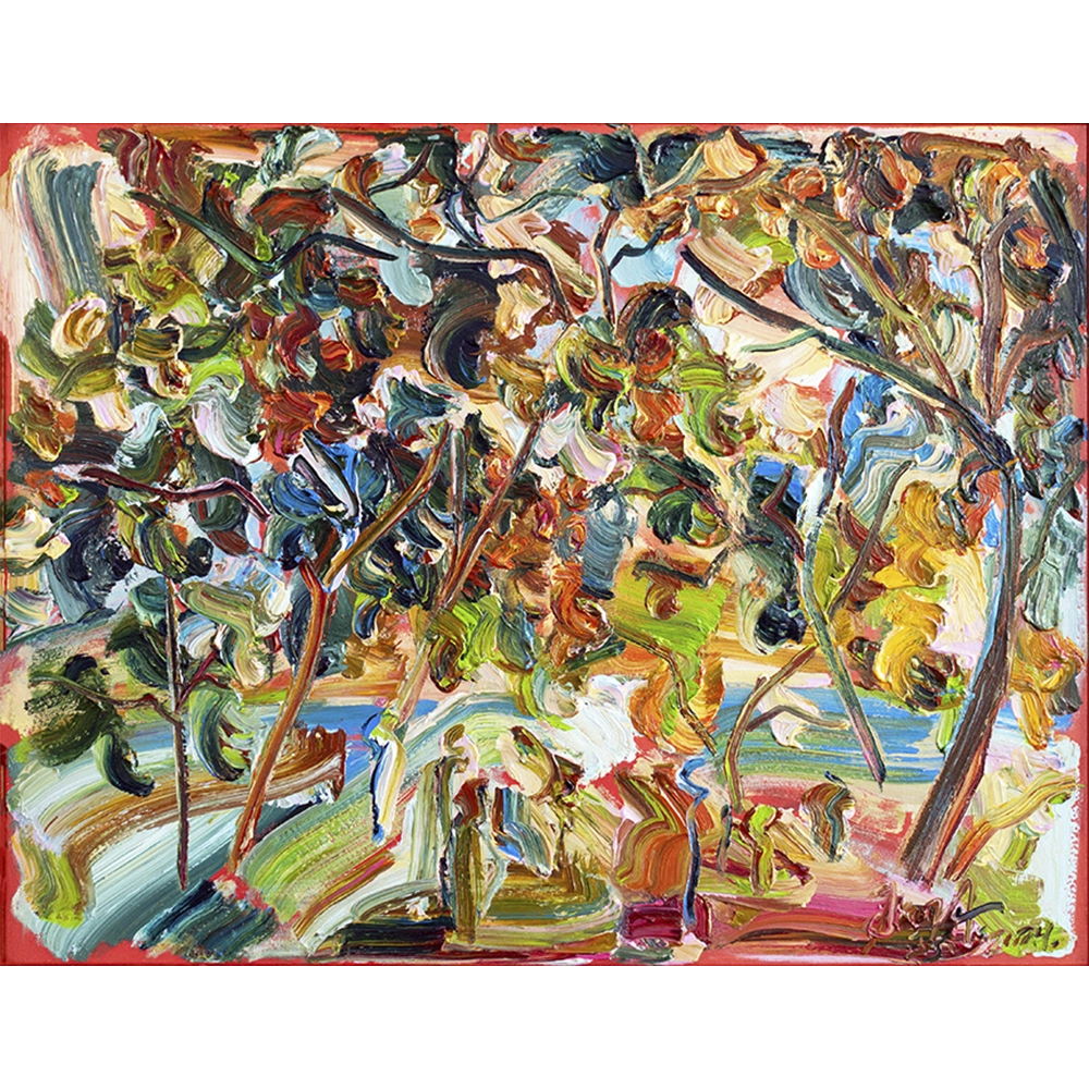 Sou Kit Gom - Piquenique no campo. Acrílica sobre tela, 85x109 cm, 2024.