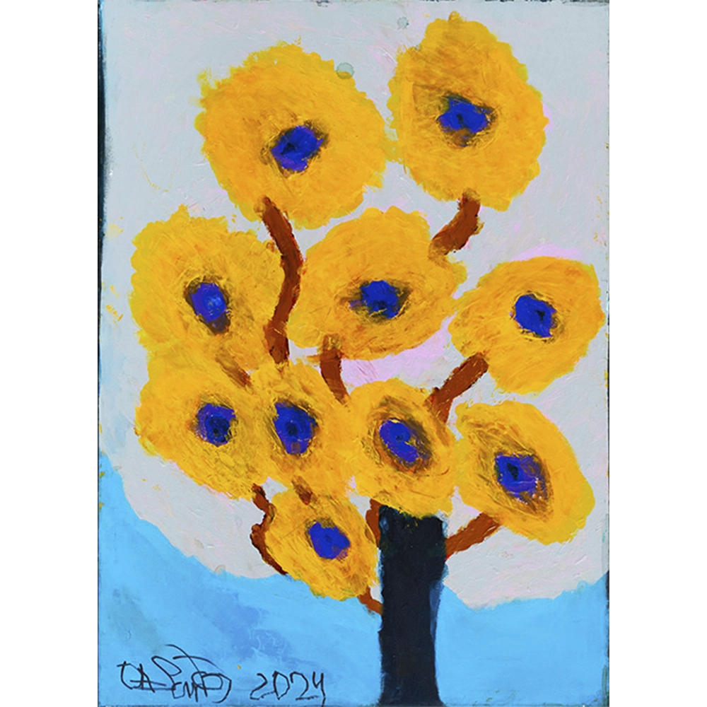 Osmar Santos - Vaso de girassóis. Óleo sobre tela, 80x60 cm, 2024.