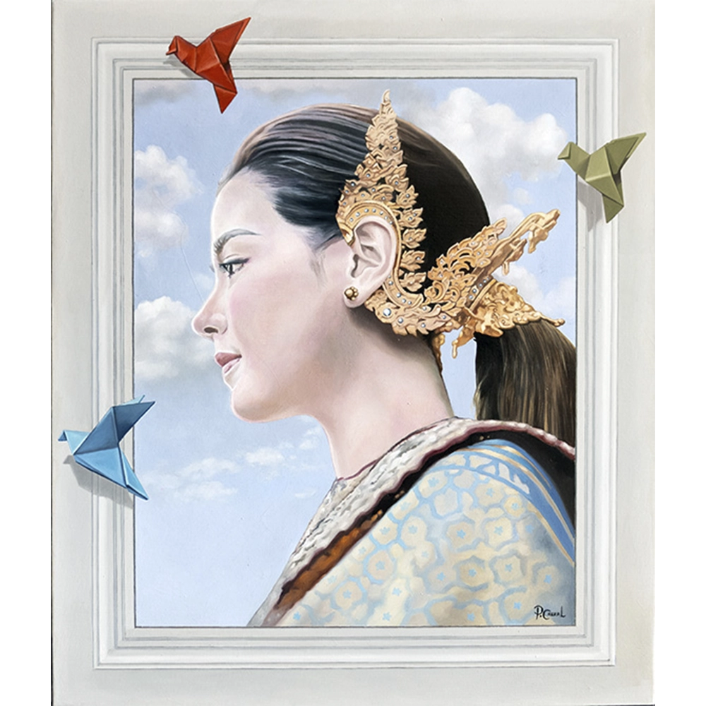 Paulo Cabral - Origami. Óleo sobre tela, 58x49 cm, 2024.