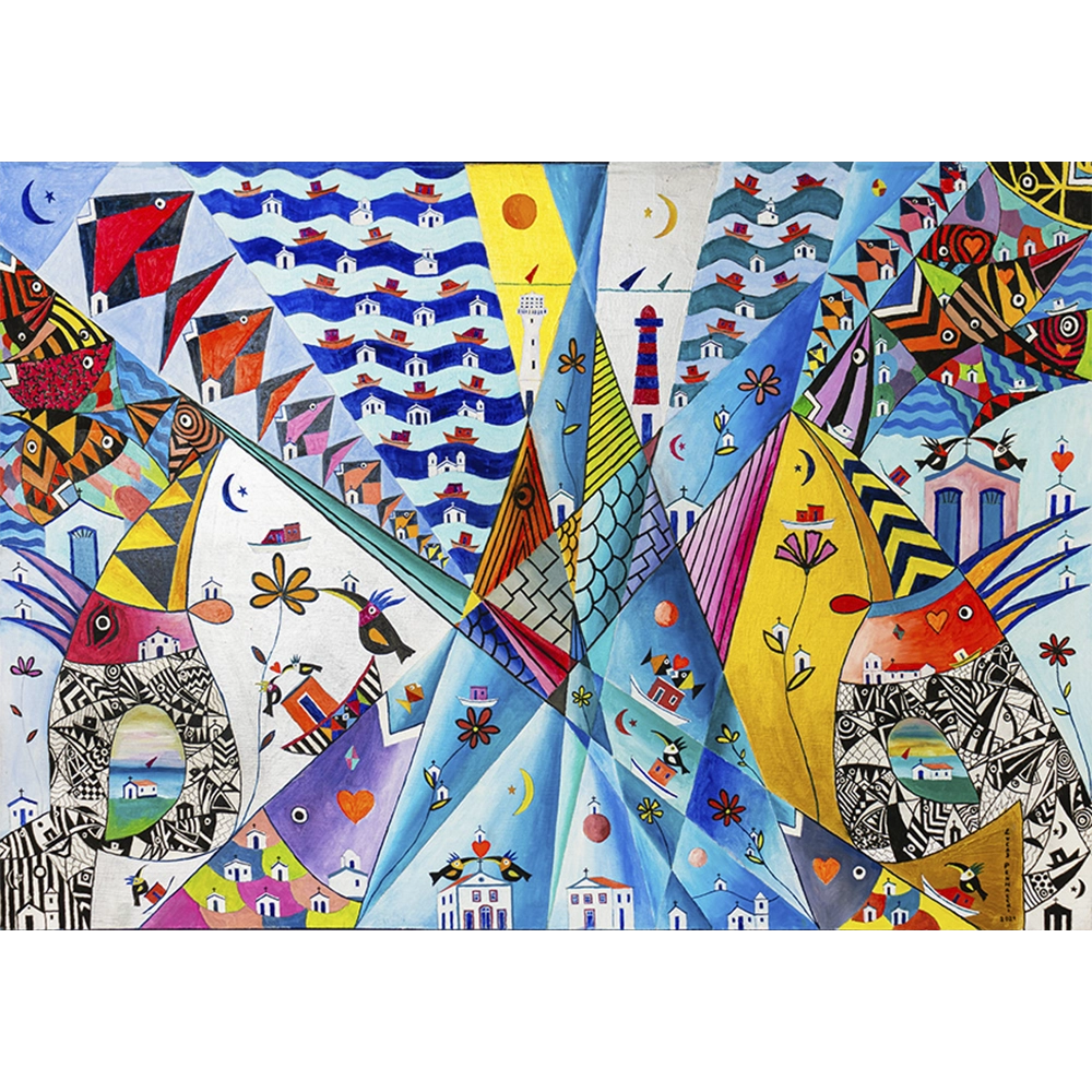 Lucas Pennacchi - Peixe em meditação. Óleo sobre tela, 70x100 cm, 2021.