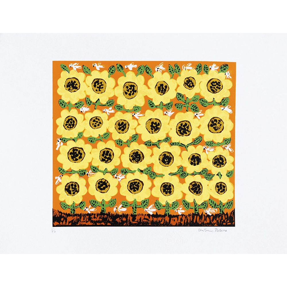 Antonio Poteiro - Girassol laranja P.I. Serigrafia, 36x48 cm
