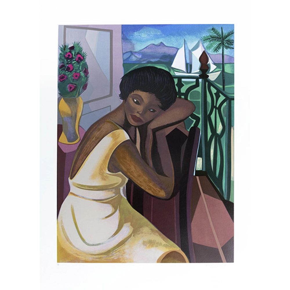 Di Cavalcanti - Mulher na varanda x/120. Serigrafia, 93x70 cm.