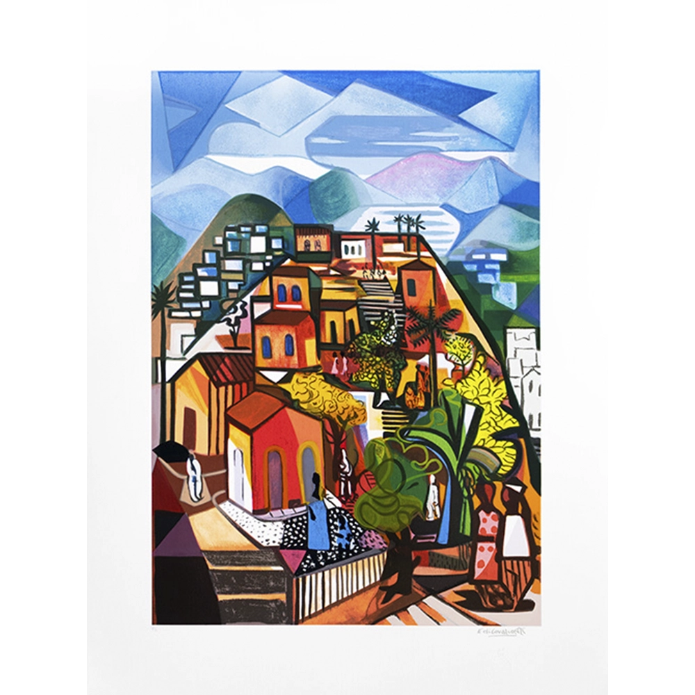 Di Cavalcanti - O morro x/120. Serigrafia, 92x70 cm.