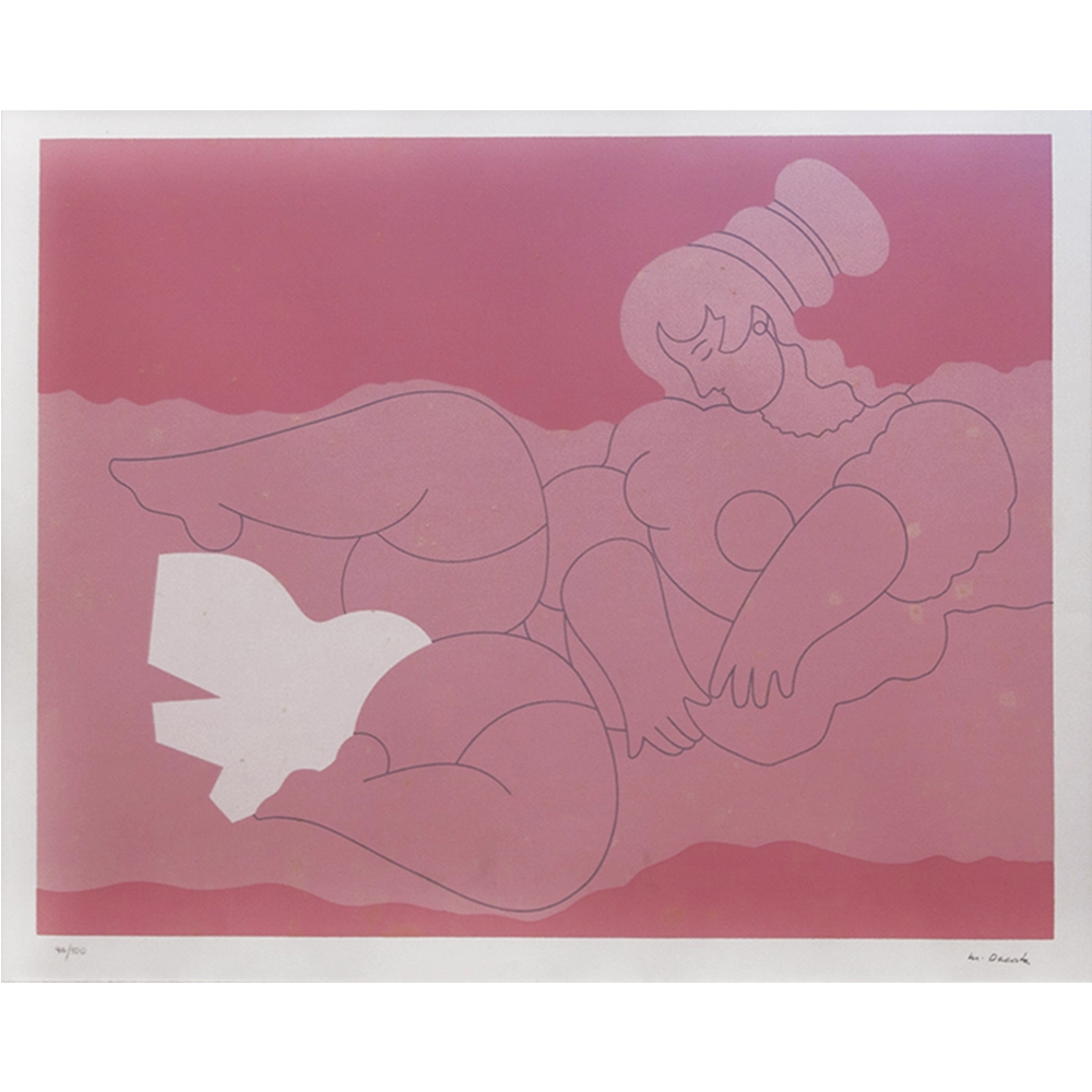 Milton Dacosta - Vênus com pássaro 46/100. Serigrafia, 45x55 cm.