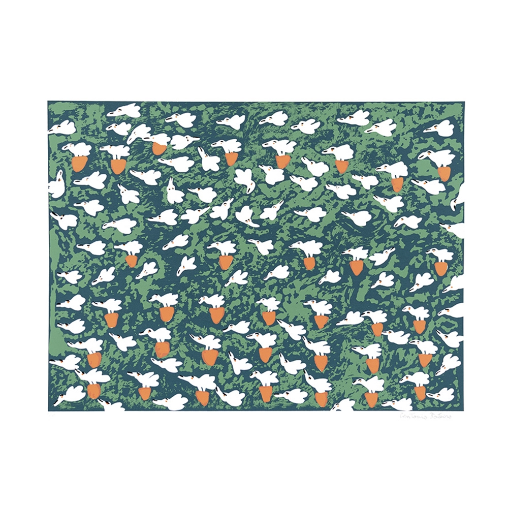 Antonio Poteiro - Revoada verde 96/100. Serigrafia, 70x100 cm.