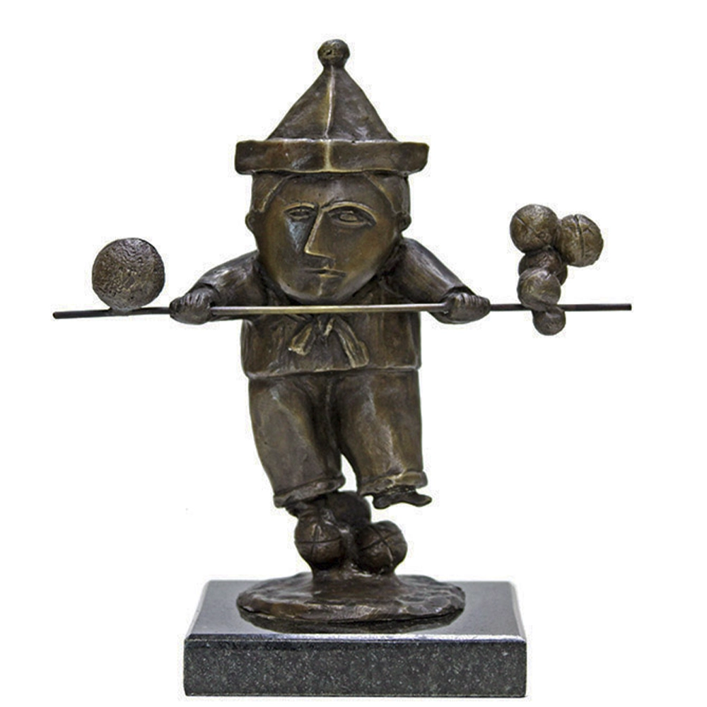 Inos Corradin - Equilibrista com bastão 45-100. Bronze patinado 21x19x11 cm