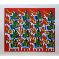 Antonio Poteiro - Cavalhada 94/120. Serigrafia, 72x82 cm