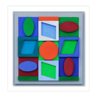 Victor Vasarely - Turquiz Positif 2/50. Madeira pintada, 36x36 cm, 1967