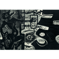 Odetto Guersoni - Resistência 3/10. Xilogravura, 48x66 cm, 1967