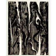 Odetto Guersoni - Prefiguração 1/5. Xilogravura, 54x42 cm, 1962