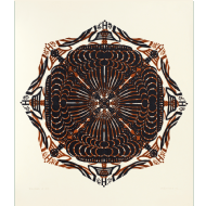 Odetto Guersoni - Mandala LII 5/10. Xilogravura, 70x60 cm, 1985