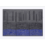 Jesús Rafael Soto - Escritura negra y vibracion 76/110. Serigrafia, 60x80 cm, 1976