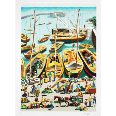 Carybé - Porto x/200. Serigrafia, 70x50 cm