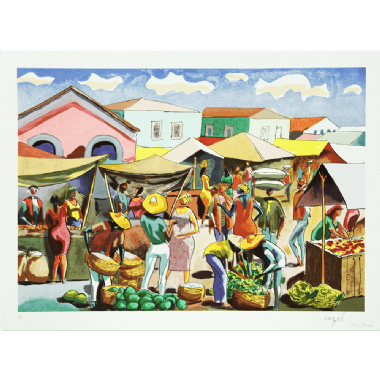 Carybé - Feira x/200. Serigrafia, 50x70 cm
