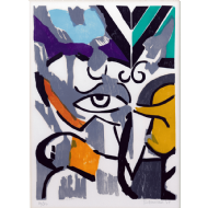 Aldo Bonadei - Sem título 40/80. Xilogravura, 45x65 cm, 1971