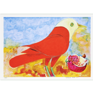 Aldemir Martins - Tiê vermelho e romã x/150. Serigrafia, 50x70 cm, 2003