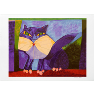 Aldemir Martins - Gato roxo x/150. Serigrafia, 72x101 cm