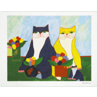 Aldemir Martins - Família de gatos x/150. Serigrafia, 50x70 cm