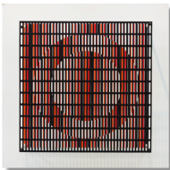 Antonio Asis - Vibration cercles noir, orange et rouge 5/15. Mural de acrílico, 52x52x14 cm, 2010