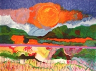 Aldemir Martins - Paisagem. Serigrafia, 70x100 cm, 2004