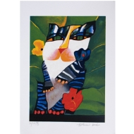 Aldemir Martins - Gato azul malhado 111/120. Serigrafia, 50x35 cm
