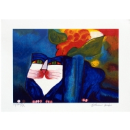 Aldemir Martins - Gato azul 114/120. Serigrafia, 35x50 cm