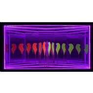 Fernando Cardoso - Série Cena infinita - Uno. Neon, bronze, espelho, acrílico e madeira, 33x61x12 cm, 2021