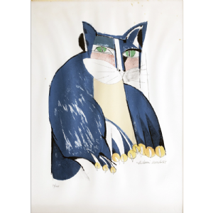 Aldemir Martins - Gato azul P.A. Litografia, 70x50 cm, 1985