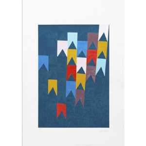 Alfredo Volpi - Bandeirinhas x/200. Serigrafia, 100x70 cm