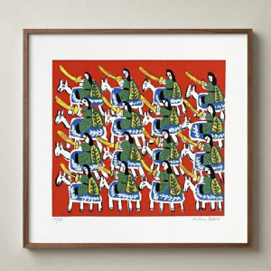 Antonio Poteiro - Cavalhada. Óleo sobre tela, 36x48 cm.