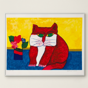 Aldemir Martins - Gato vermelho x/150. Serigrafia, 50x70 cm