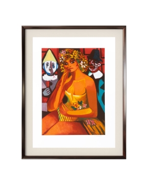 Di Cavalcanti - Mulher com palhaços x/120. Serigrafia, 89x70 cm.