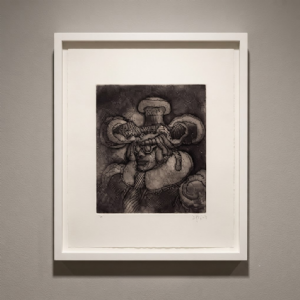 Mario Gruber - Fantasiado P.A. Gravura em metal, 35x26 cm, 1992.
