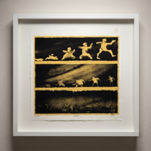 Mario Gruber - Multidão 10/20. Litografia, 36x37 cm, 1974.