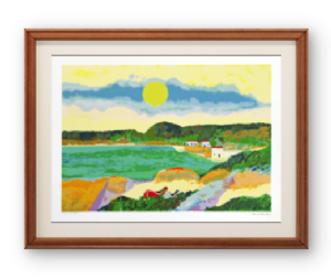 Aldemir Martins - Marinha com casas x/120. Serigrafia, 50x70 cm.