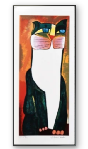 Aldemir Martins - Gato verde 75/120. Serigrafia, 35x80 cm